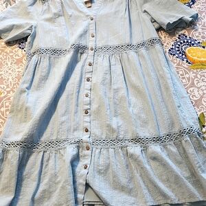 Knox Rose Blue Tiered Midi Sundress/ XXL